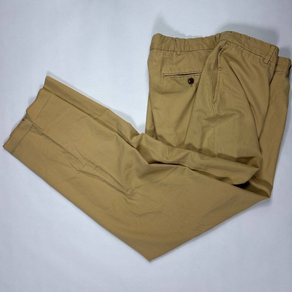 Vintage Y2K Polo Ralph Lauren Men Cotton Silk Blend Khaki Chino Pant Tan 36x32
